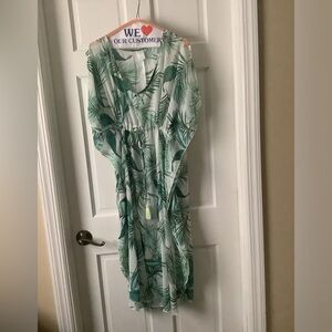 Kona Sol tropical palm leaf swim cover up size small